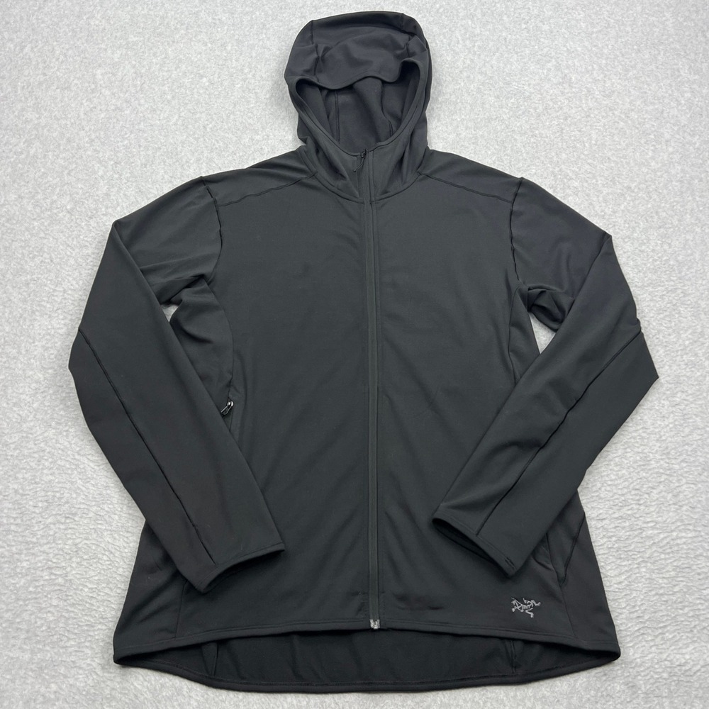 Arc'teryx Kyanite LT Hoody Womens Large Black Full Zip Lightweight Fleece Jacket